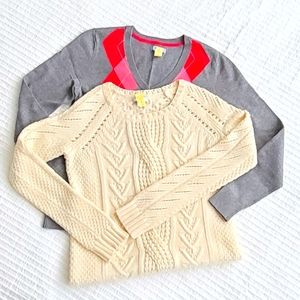 Bundle Izod Argyle Plaid & Gap Cable Knit Sweaters Preowned